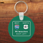 Milwaukee, WI Road Sign Sleutelhanger (Voorkant)