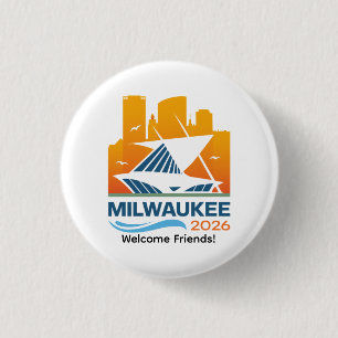 Milwaukee Wisconsin 2026 Internationale Conventie Ronde Button 3,2 Cm
