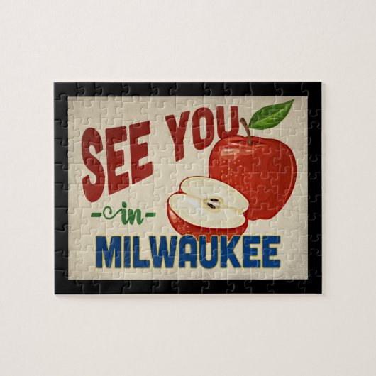 Milwaukee Wisconsin Apple - Vintage Travel Legpuzzel (Horizontaal)