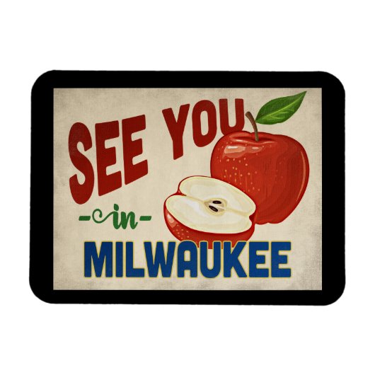 Milwaukee Wisconsin Apple - Vintage Travel Magneet (Horizontaal)