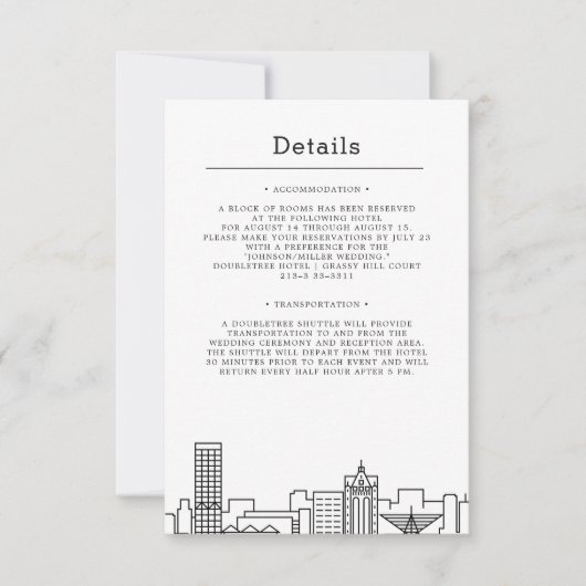 Milwaukee, Wisconsin Bruiloft | Gegevens van bezoe Kaart (Voorkant)