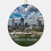 Milwaukee Wisconsin Cheese Head Christmas Keepsake Keramisch Ornament (Links)
