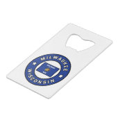 Milwaukee Wisconsin Creditkaart Flessenopener (Voorkant Gekanteld)