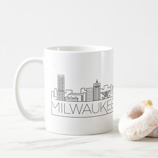 Milwaukee, Wisconsin gestileerde skyline Koffiemok (Met donut)