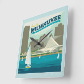 Milwaukee Wisconsin Harbor | Brew City Vierkante Klok (Hoek)