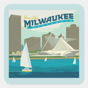 Milwaukee Wisconsin Harbor   Brew City Vierkante Sticker