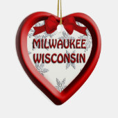 Milwaukee Wisconsin Heart Kerstannament Keramisch Ornament (Rechts)