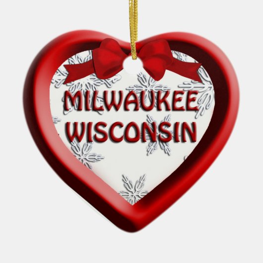 Milwaukee Wisconsin Heart Kerstannament Keramisch Ornament (Voorkant)