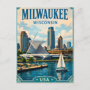 ⛵ Milwaukee Wisconsin Herinnering Vanuit het Meer Briefkaart