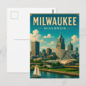 ⛵ Milwaukee Wisconsin Meerfront Skyline Briefkaart (Voorkant / Achterkant)