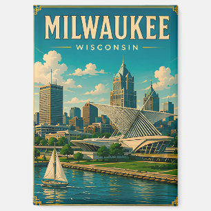 ⛵ Milwaukee Wisconsin Meerfront Skyline Magneet
