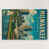 ⛵ Milwaukee Wisconsin Meerzijde Skyline Legpuzzel (Horizontaal)