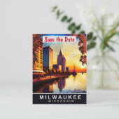 Milwaukee, Wisconsin, Reizen Briefkaart, Save The Date (Staand voorkant)