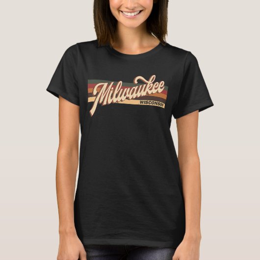 Milwaukee Wisconsin Retro 1970's 80's stijl T-shirt (Voorkant)