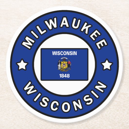Milwaukee Wisconsin Ronde Kartonnen Onderzetter (Voorkant)