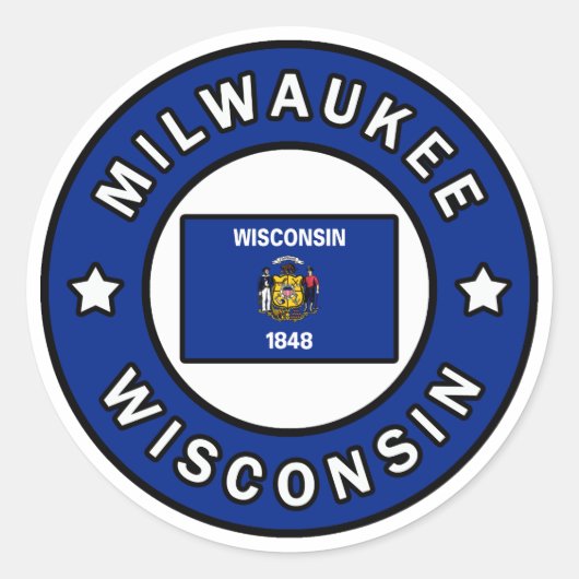 Milwaukee Wisconsin Ronde Sticker (Voorkant)