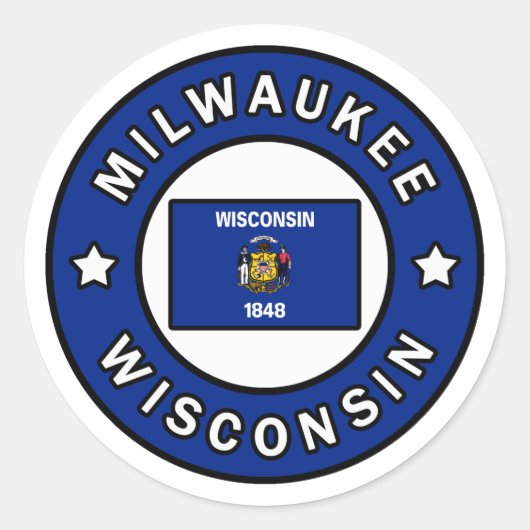 Milwaukee Wisconsin Ronde Sticker (Voorkant)