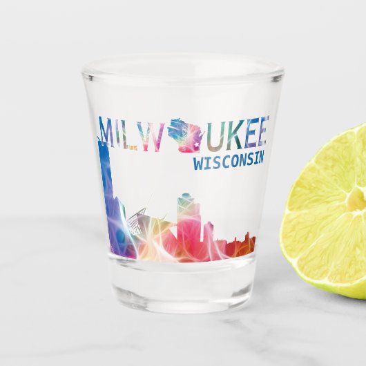 Milwaukee, Wisconsin Shot Glass Shot Glas (Voorkant)