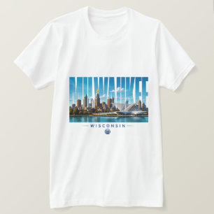 Milwaukee Wisconsin Silhouette Stadnaam Waterfront T-shirt
