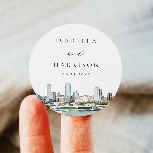 MILWAUKEE Wisconsin Skyline Bestemmingsreizen Ronde Sticker