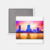 Milwaukee Wisconsin Skyline bij Sunset Magneet (Voorkant / Achterkant)