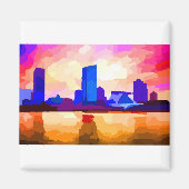 Milwaukee Wisconsin Skyline bij Sunset Magneet (Voorkant)