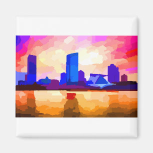 Milwaukee Wisconsin Skyline bij Sunset Magneet