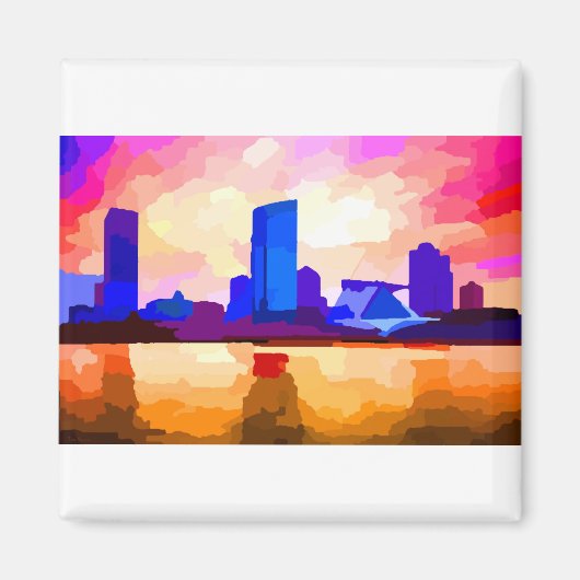 Milwaukee Wisconsin Skyline bij Sunset Magneet (Voorkant)