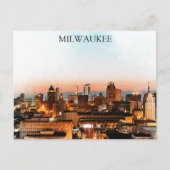 Milwaukee Wisconsin Skyline by Night kunstwerk Briefkaart (Voorkant)
