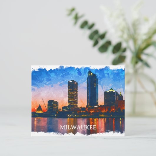 Milwaukee Wisconsin Skyline Panorama Uitzicht Briefkaart (Staand voorkant)