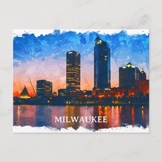 Milwaukee Wisconsin Skyline Panorama Uitzicht Briefkaart (Voorkant)