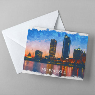 Milwaukee Wisconsin Skyline Panorama Uitzicht Briefkaart