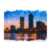 Milwaukee Wisconsin Skyline Panorama Uitzicht Magneet (Horizontaal)