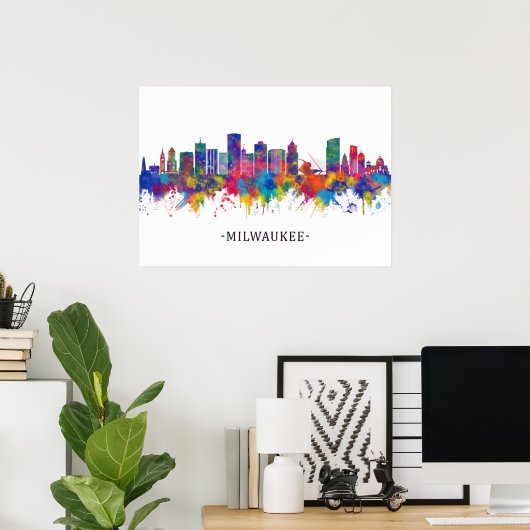 Milwaukee Wisconsin Skyline Poster (Thuiskantoor)