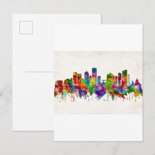 Milwaukee Wisconsin skyline Uitnodiging Briefkaart (Voorkant / Achterkant)