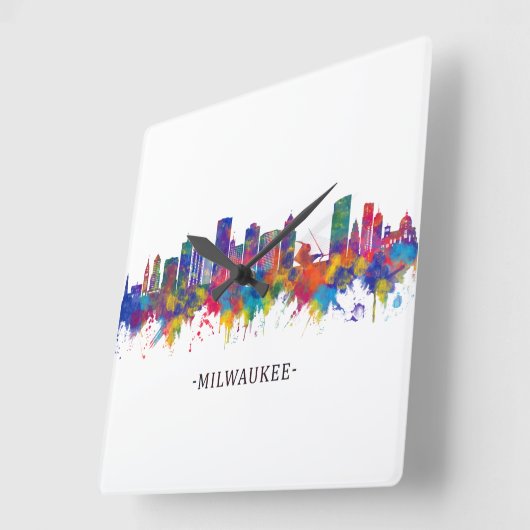Milwaukee Wisconsin Skyline Vierkante Klok (Hoek)