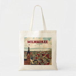 Milwaukee Wisconsin  Stadscène met naam Tote Bag