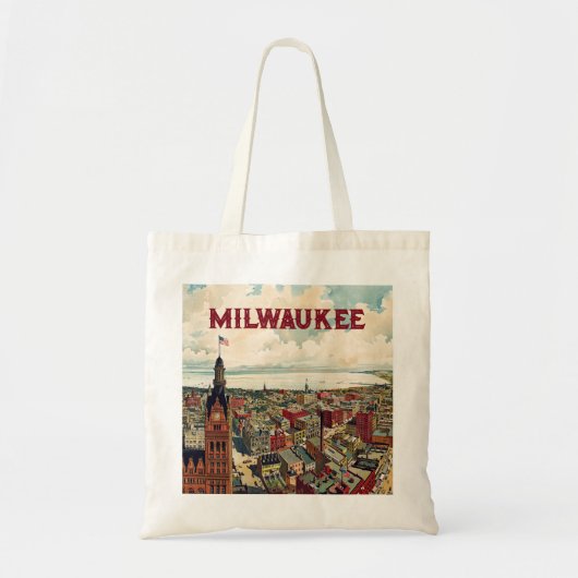 Milwaukee Wisconsin  Stadscène met naam Tote Bag (Voorkant)