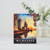 Milwaukee, Wisconsin, Stedelijk Waterfront, Reizen Briefkaart (Staand voorkant)