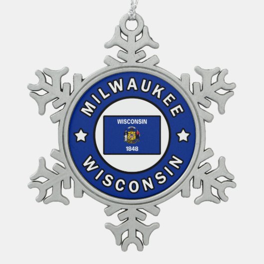 Milwaukee Wisconsin Tin Sneeuwvlok Ornament (Voorkant)
