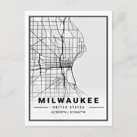 Milwaukee Wisconsin USA Travel City Map Briefkaart (Voorkant)