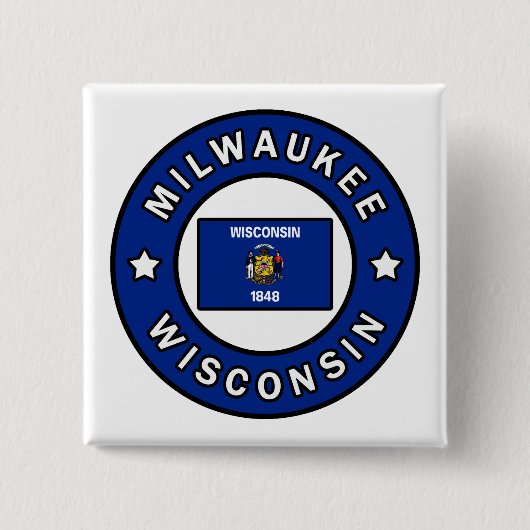 Milwaukee Wisconsin Vierkante Button 5,1 Cm (Voorkant)