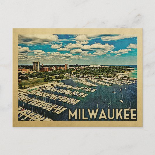 Milwaukee Wisconsin Vintage Travel Briefkaart (Voorkant)