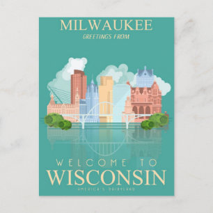 Milwaukee Wisconsin Vintage Travel Verenigde State Briefkaart