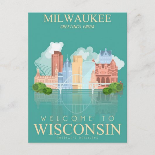 Milwaukee Wisconsin Vintage Travel Verenigde State Briefkaart (Voorkant)