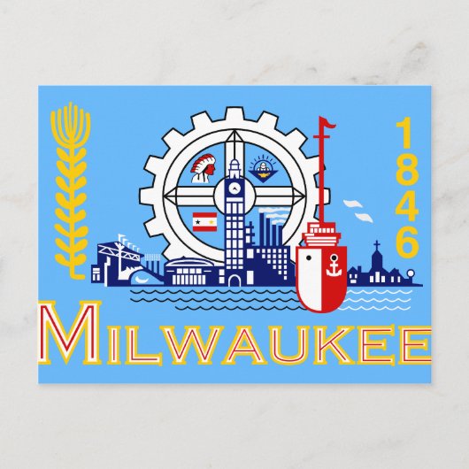 Milwaukee, Wisconsin, vlag van de Verenigde Staten Briefkaart (Voorkant)