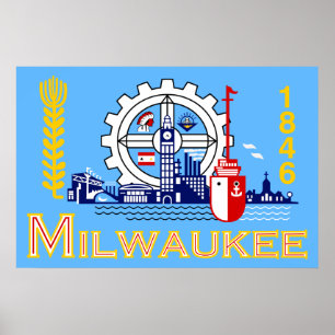 Milwaukee, Wisconsin, vlag van de Verenigde Staten Poster