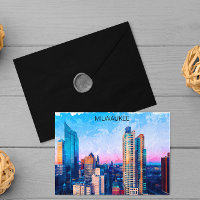 Milwaukee Wisconsin Waterverf Cityscape Reizen