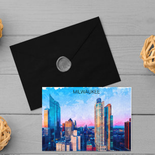 Milwaukee Wisconsin Waterverf Cityscape Reizen Briefkaart