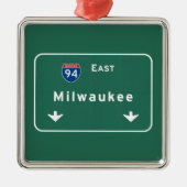 Milwaukee Wisconsin wi Interstate Highway Freeway Metalen Ornament (Voorkant)